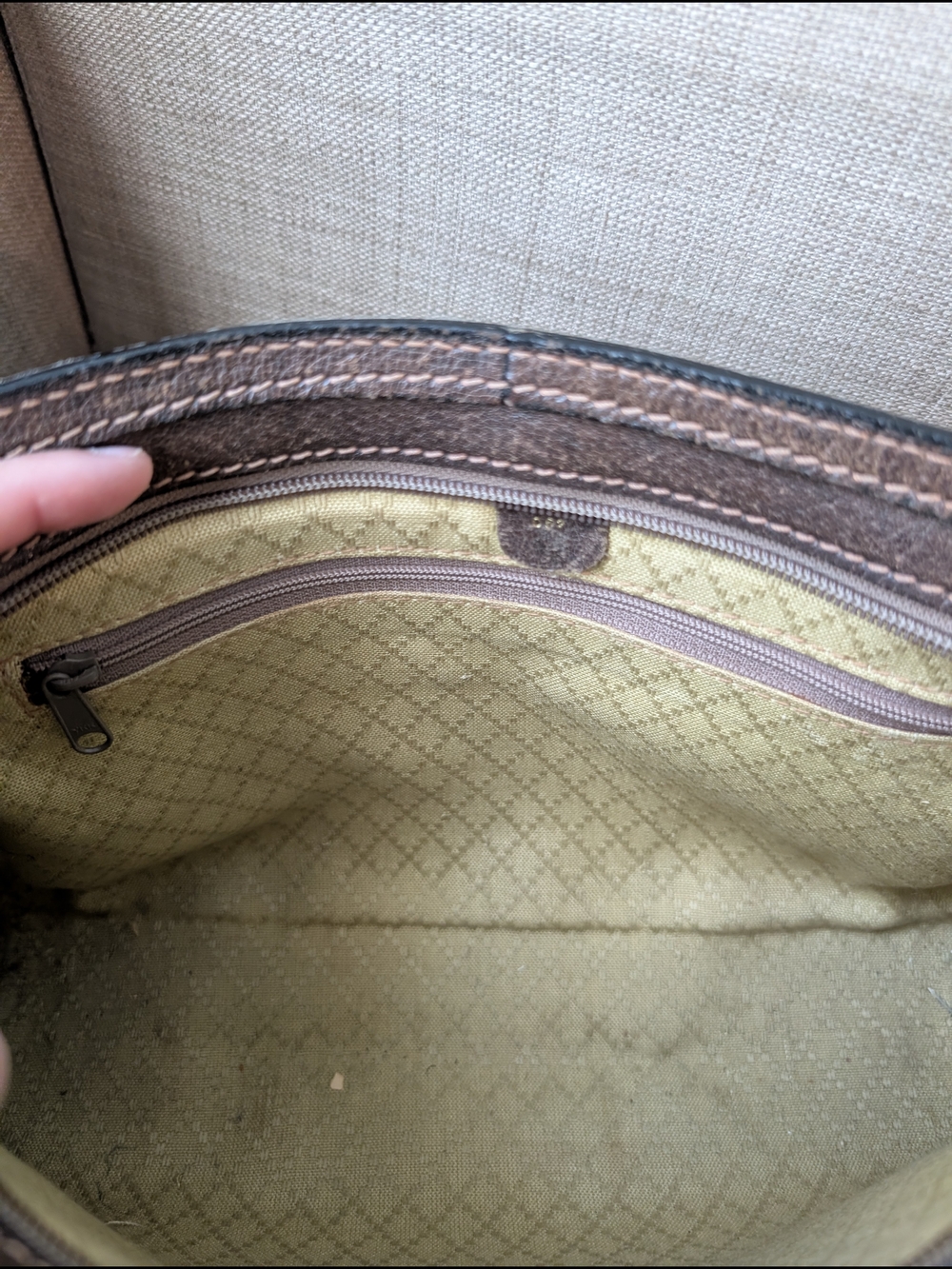 Gucci Beige GG Canvas Crossbody with Brown Leather Trim - Picture 9 of 9